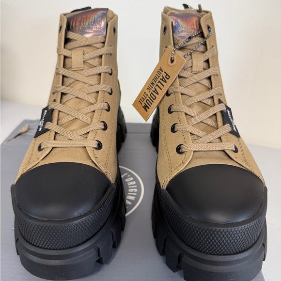 Palladium Womens 6 Revolt HI TX Platform Boots Olive 97242-307-M New - Picture 4 of 7